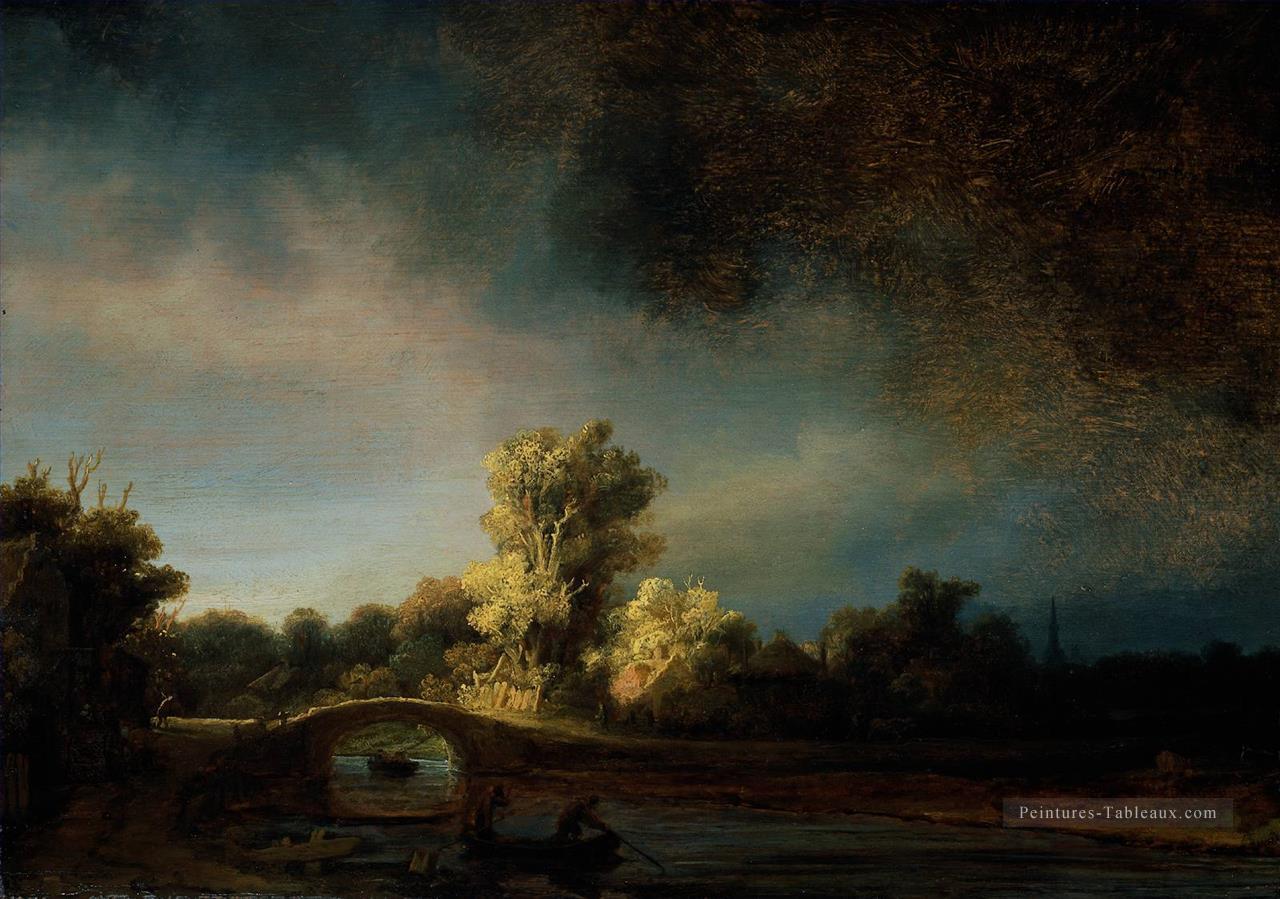 Le pont de pierre 1638 Rembrandt paysage Peintures à l'huile